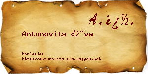 Antunovits Éva névjegykártya