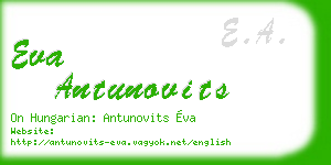 eva antunovits business card